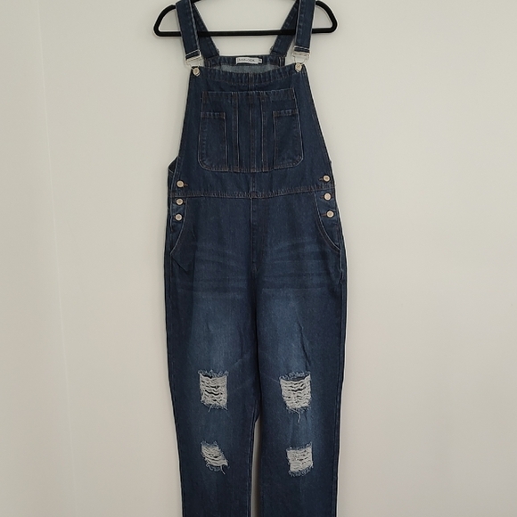 Miss Look Woman's Denim Jean Overalls/Size 3XL - Picture 3 of 12